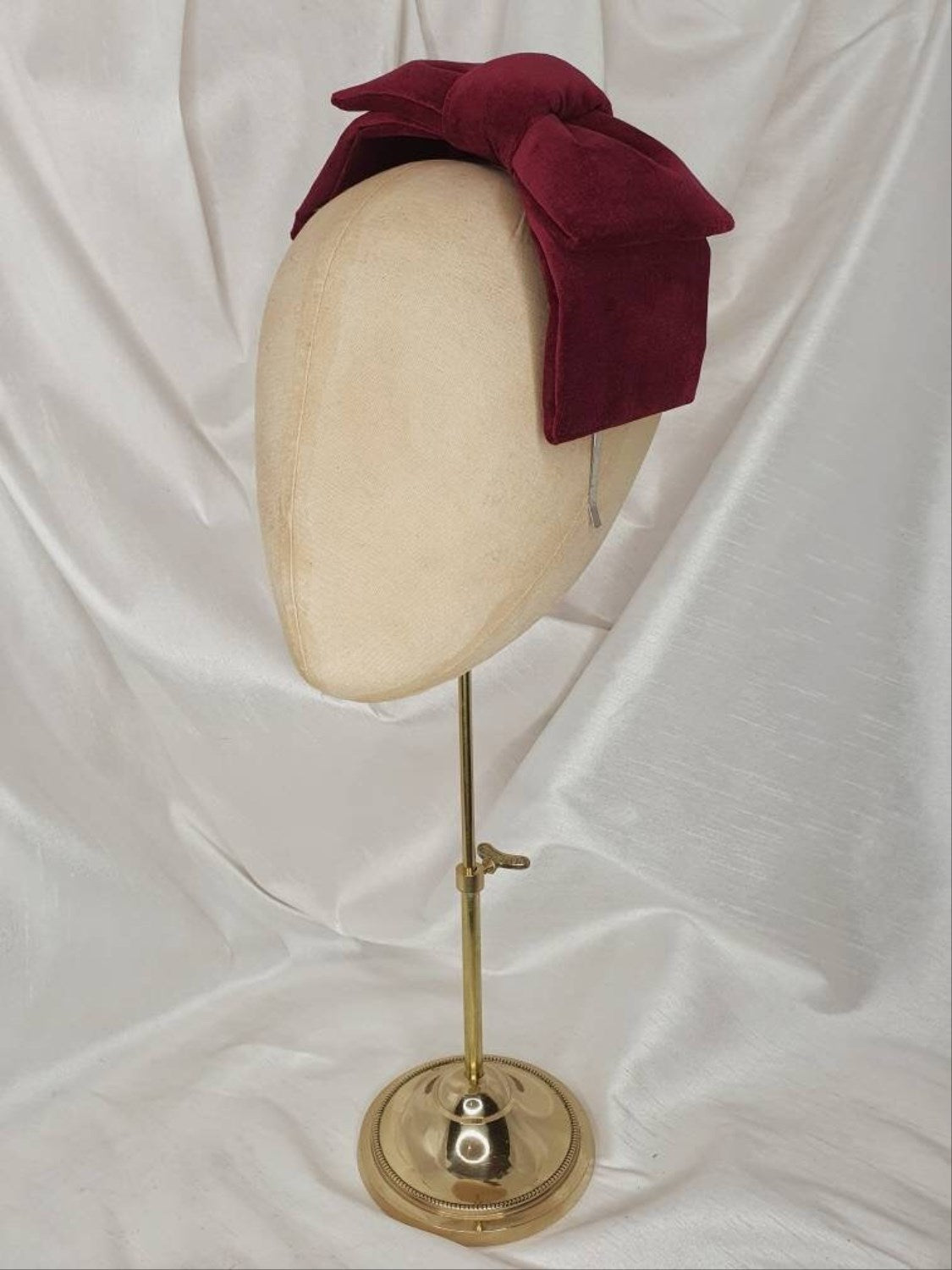Wine velvet hair bow