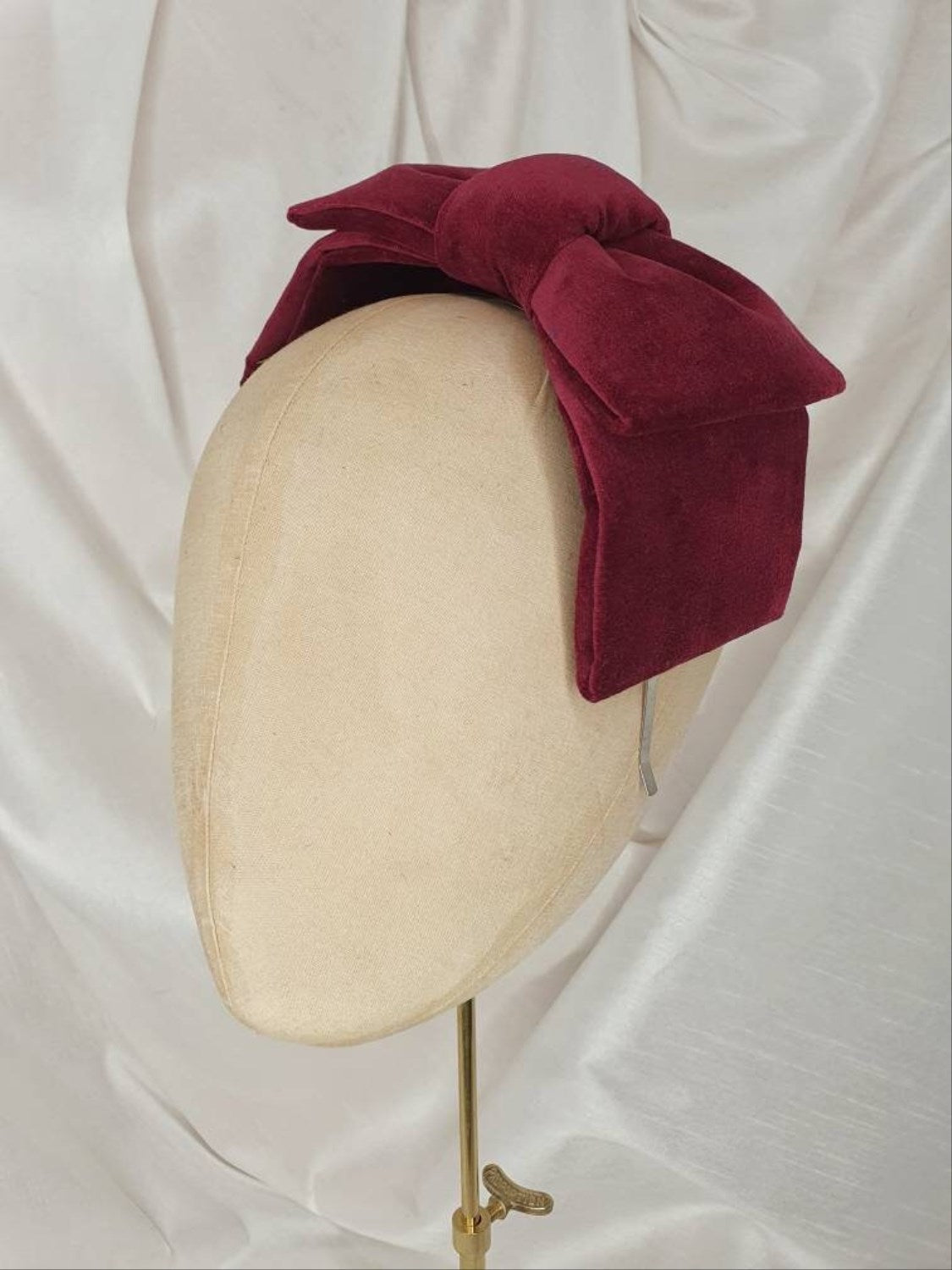 Wine velvet hair bow