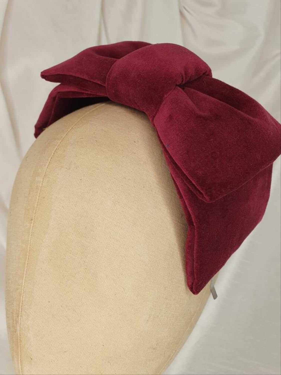 Wine velvet hair bow