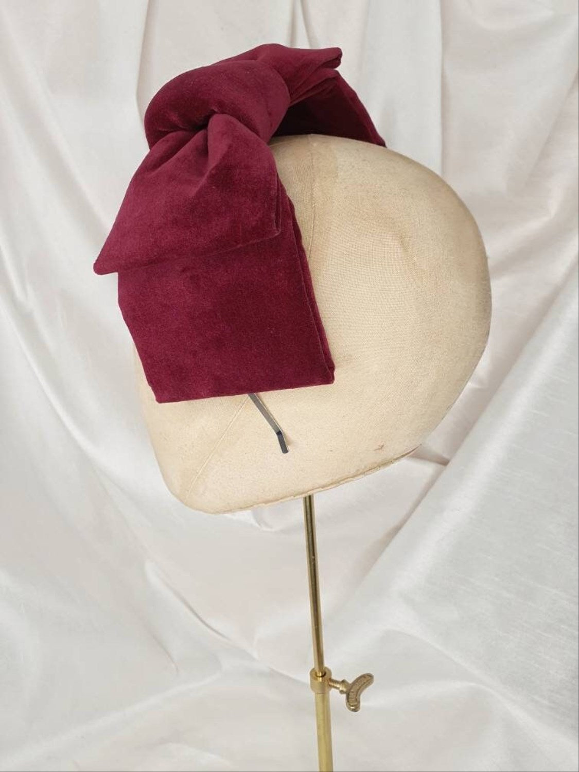 Wine velvet hair bow