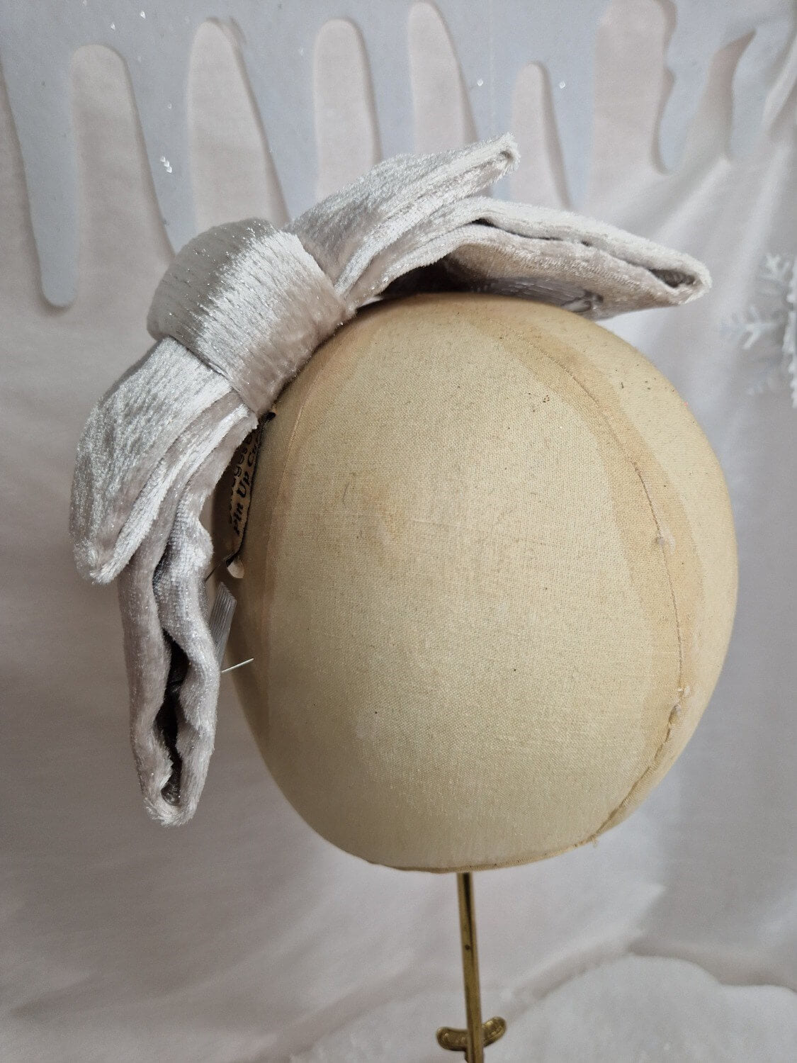 Champagne and silver velvet hair bow