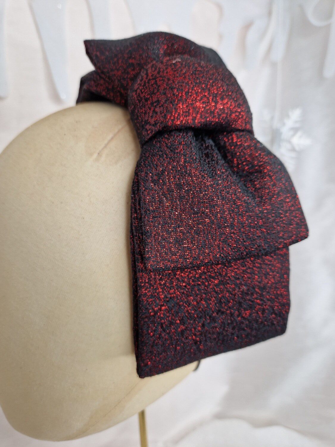 Red and black lurex hair bow