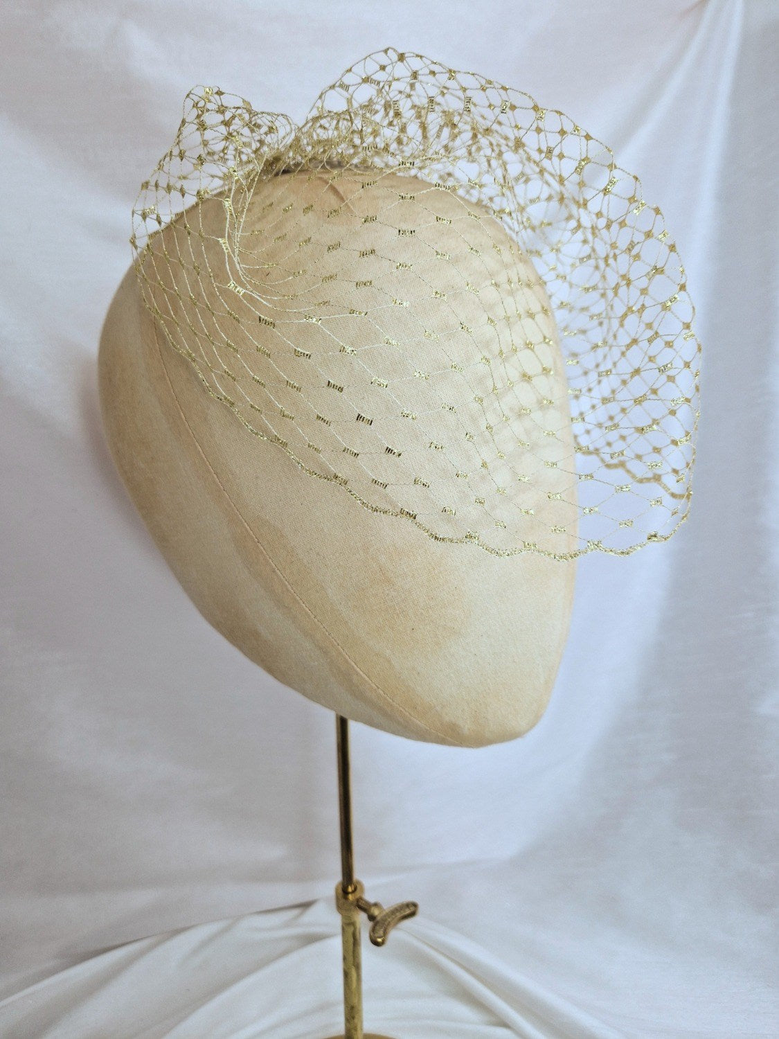 Gold metallic birdcage veil