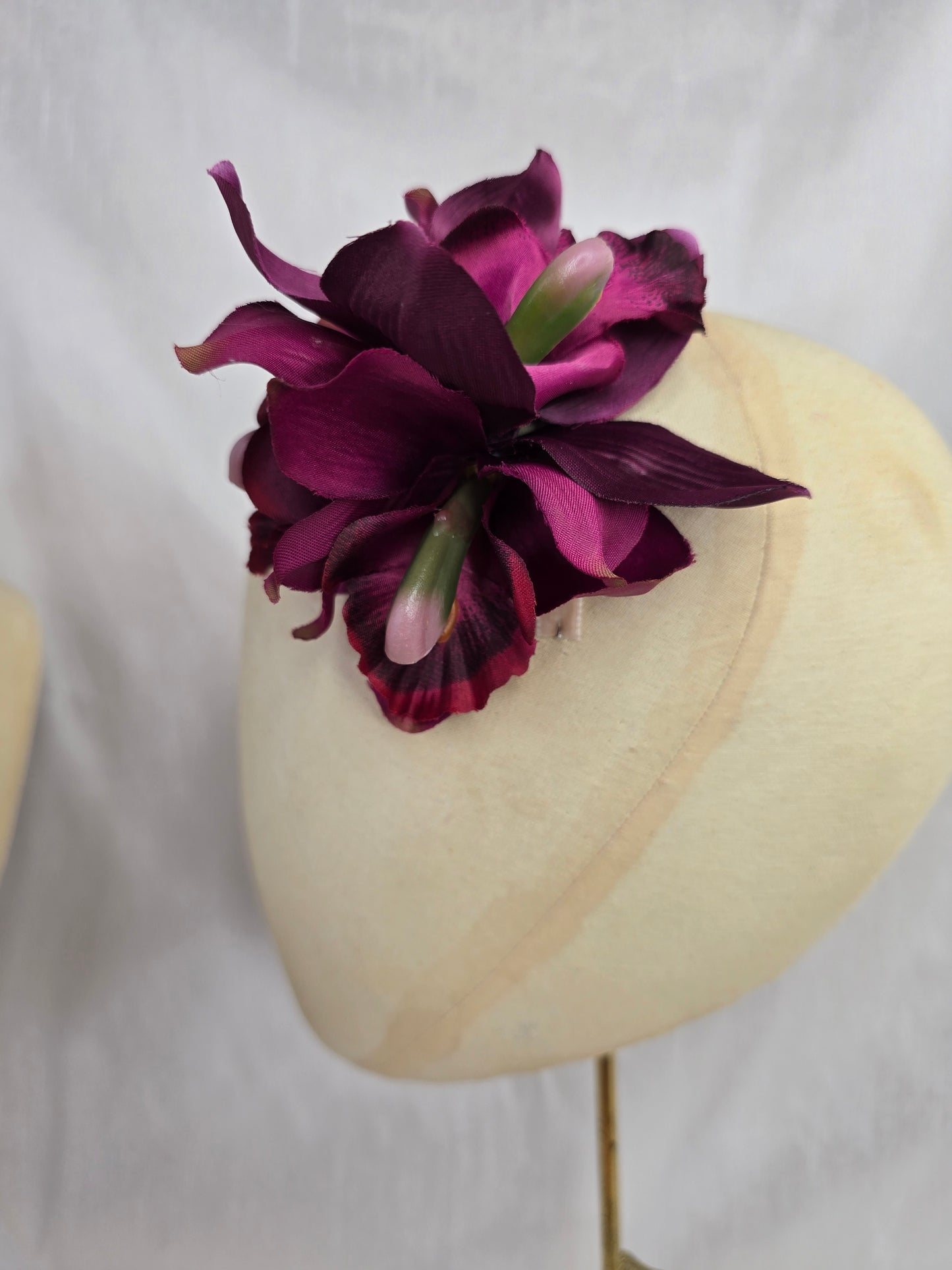 Mulberry orchid hair flower and corsage set