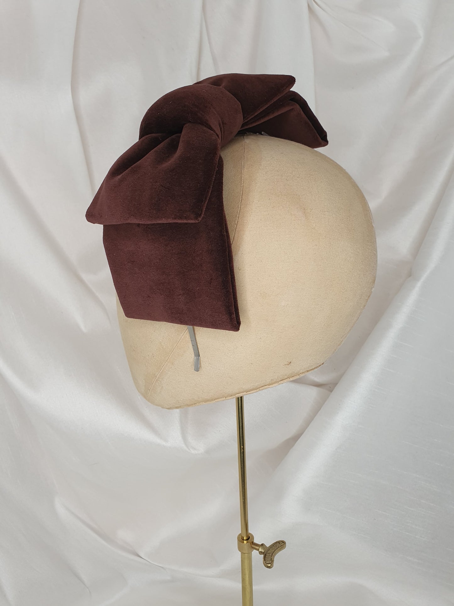 Chocolate brown velvet hair bow (made to order)