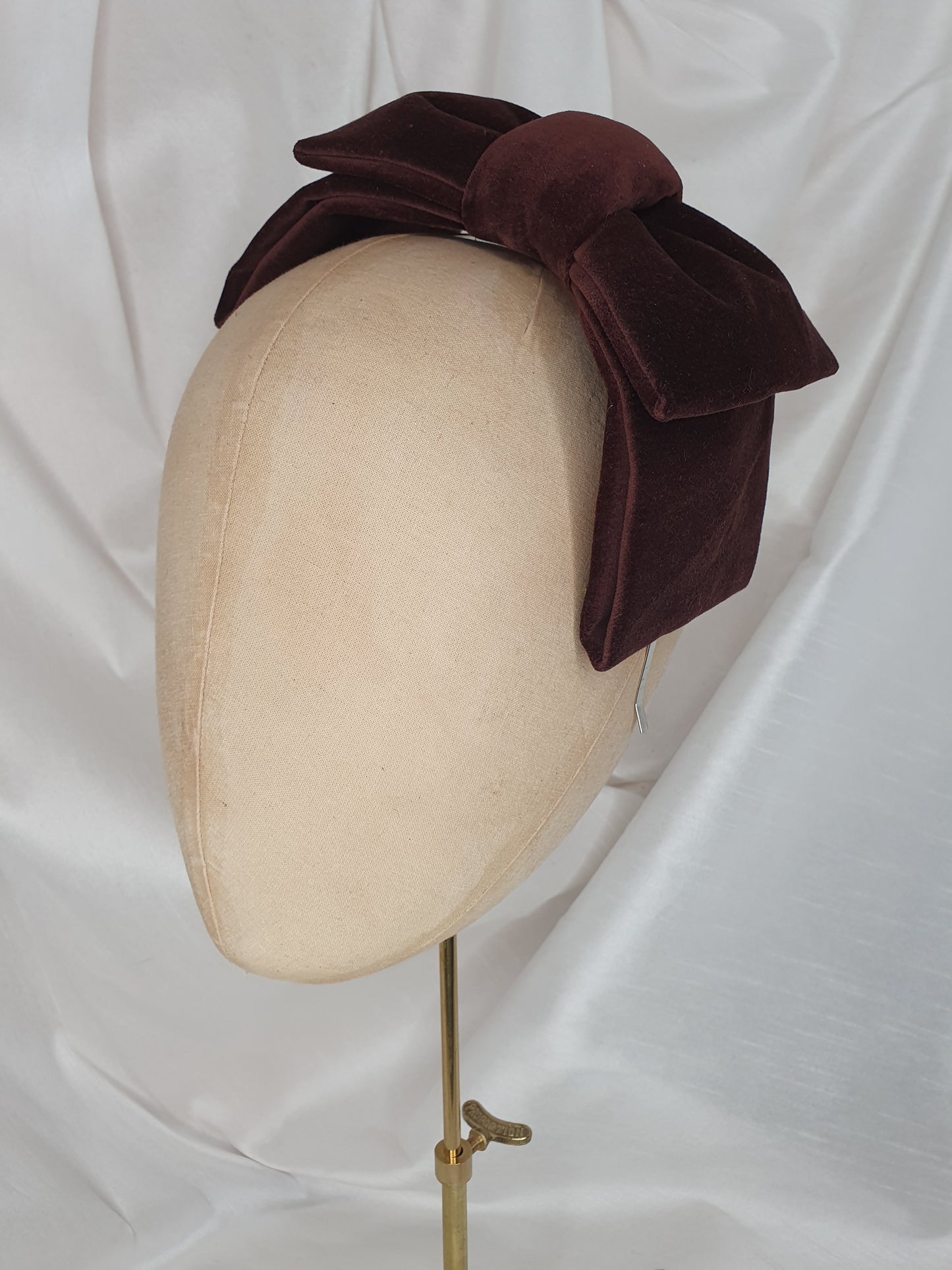 Chocolate brown velvet hair bow (made to order)