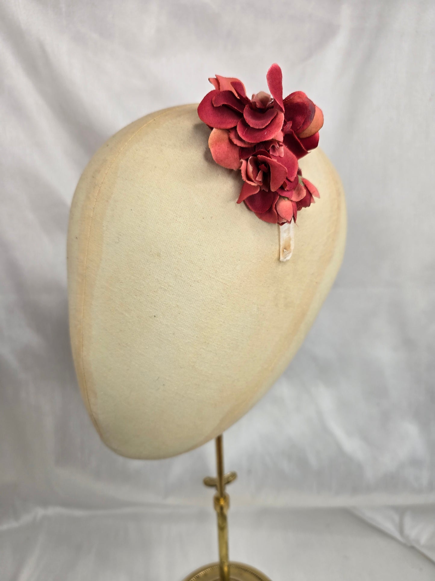Deco print stretch velvet turban with flowers