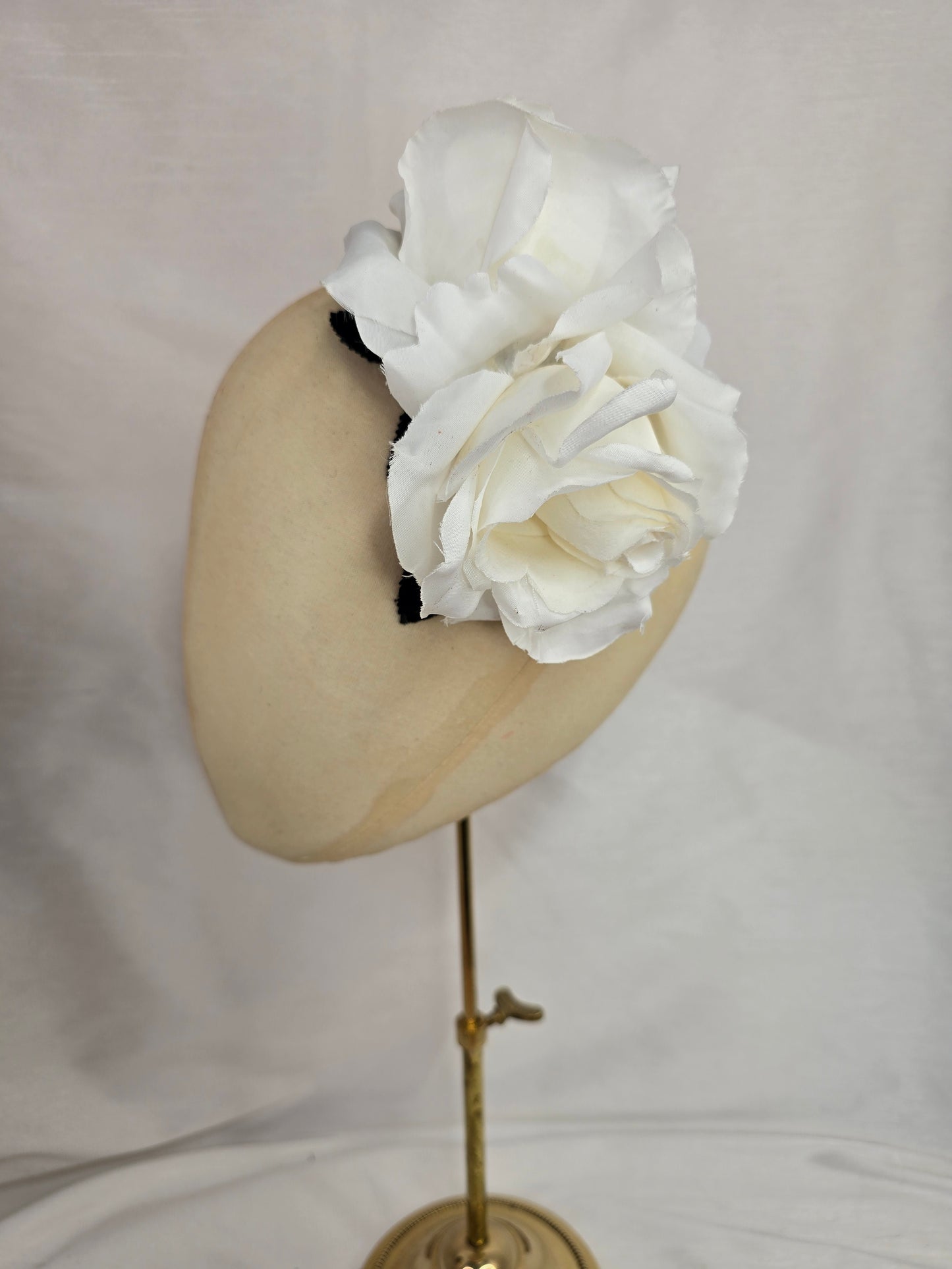 White and black rose hair flower/corsage