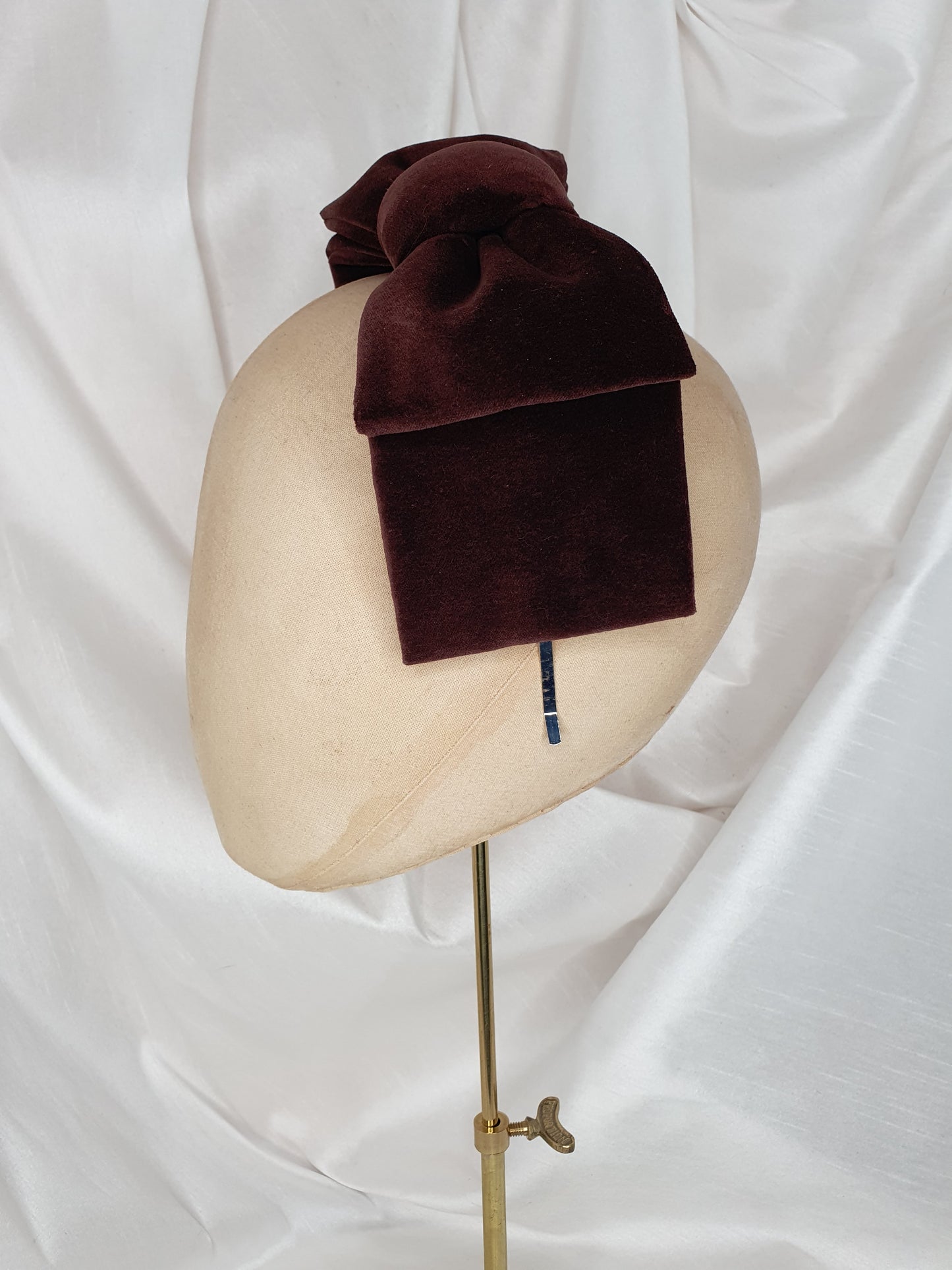 Chocolate brown velvet hair bow (made to order)