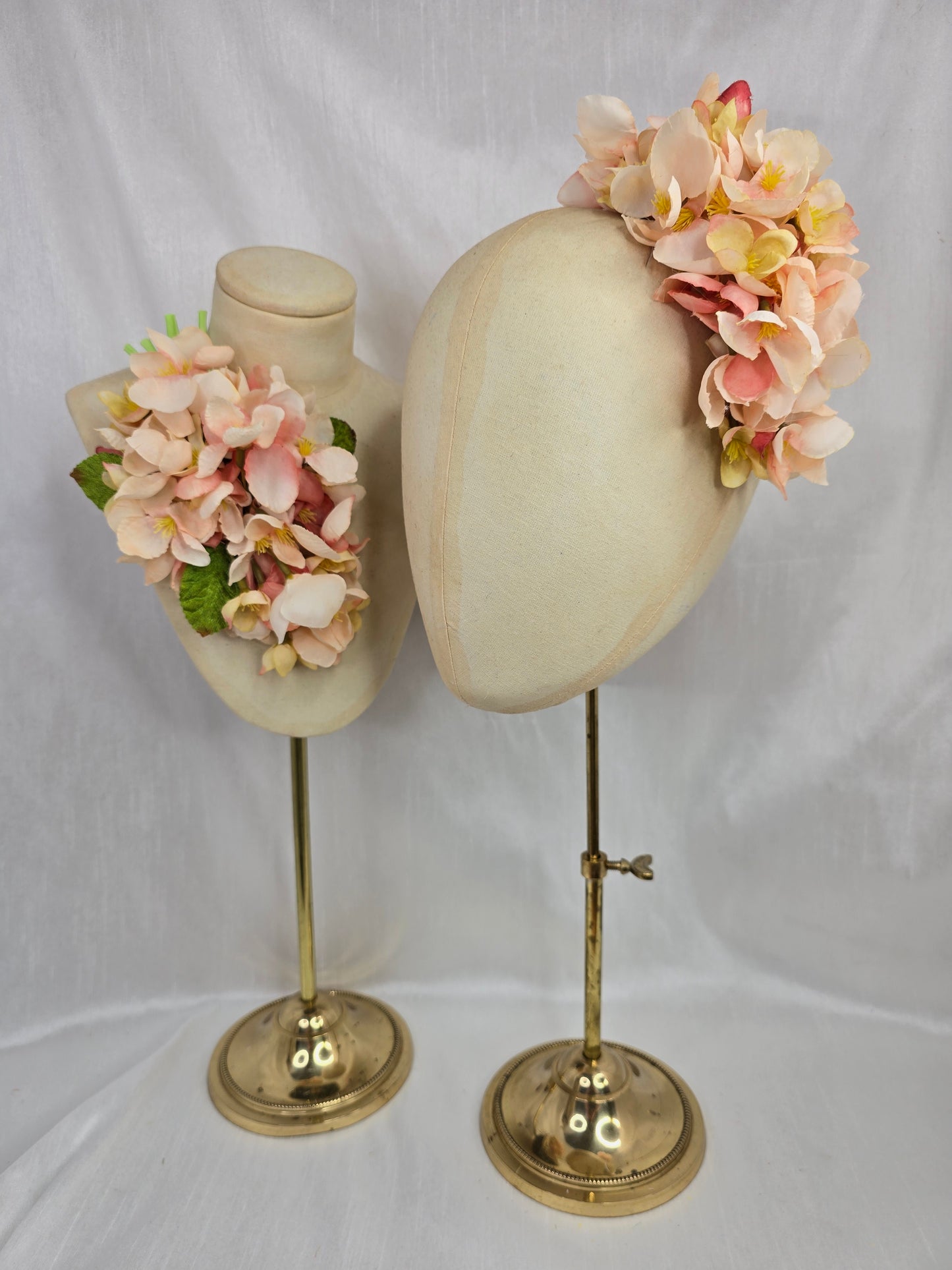 Large peach and yellow cherry blossom hair flower
