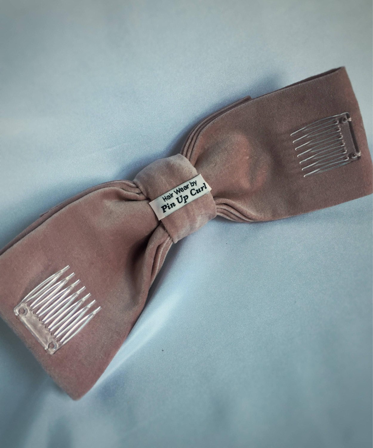 Tan velvet hair bow