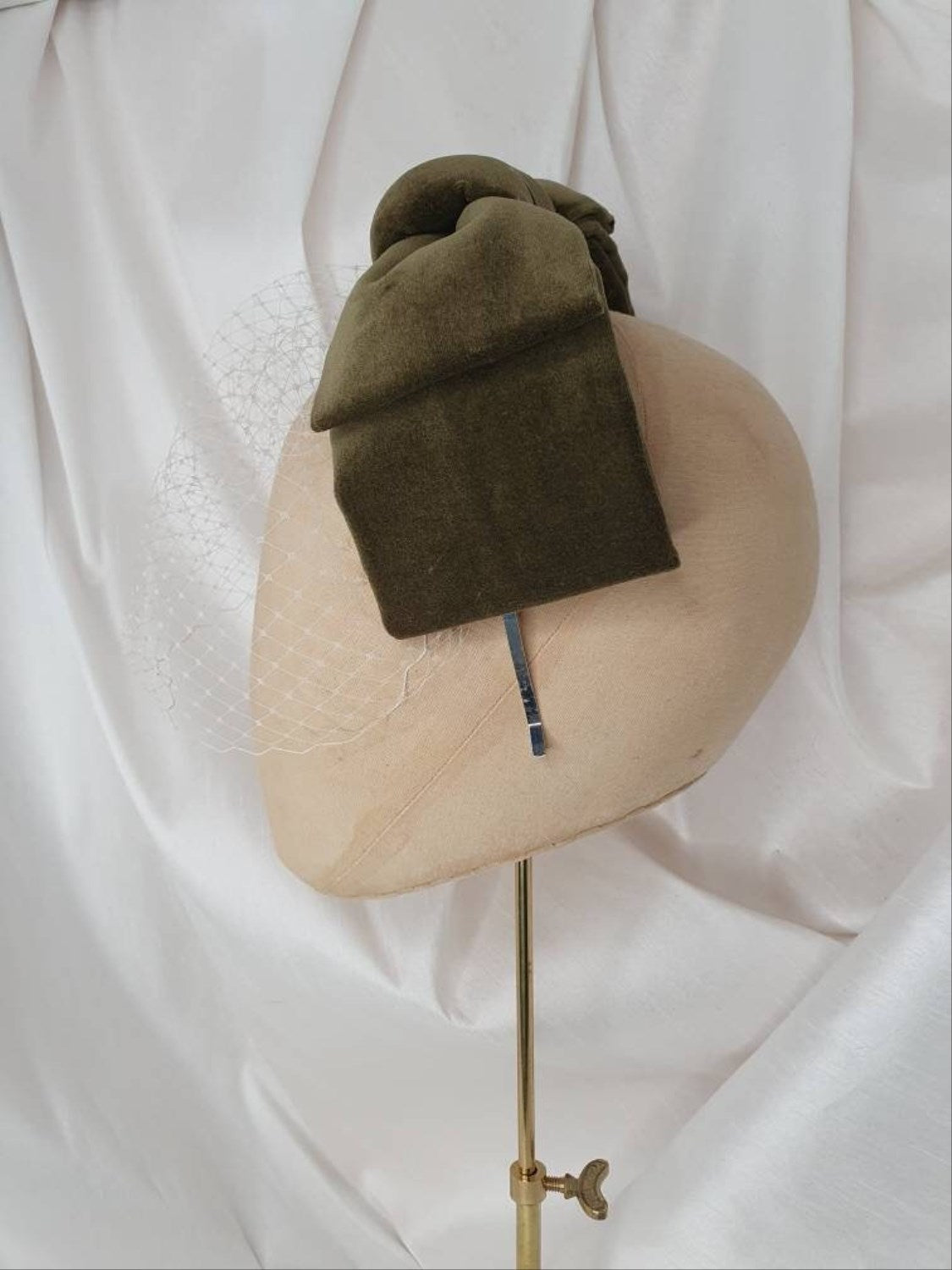Olive velvet hair bow