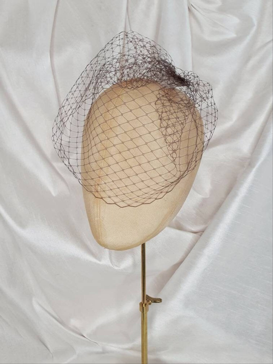 Chocolate brown hair bow with veil