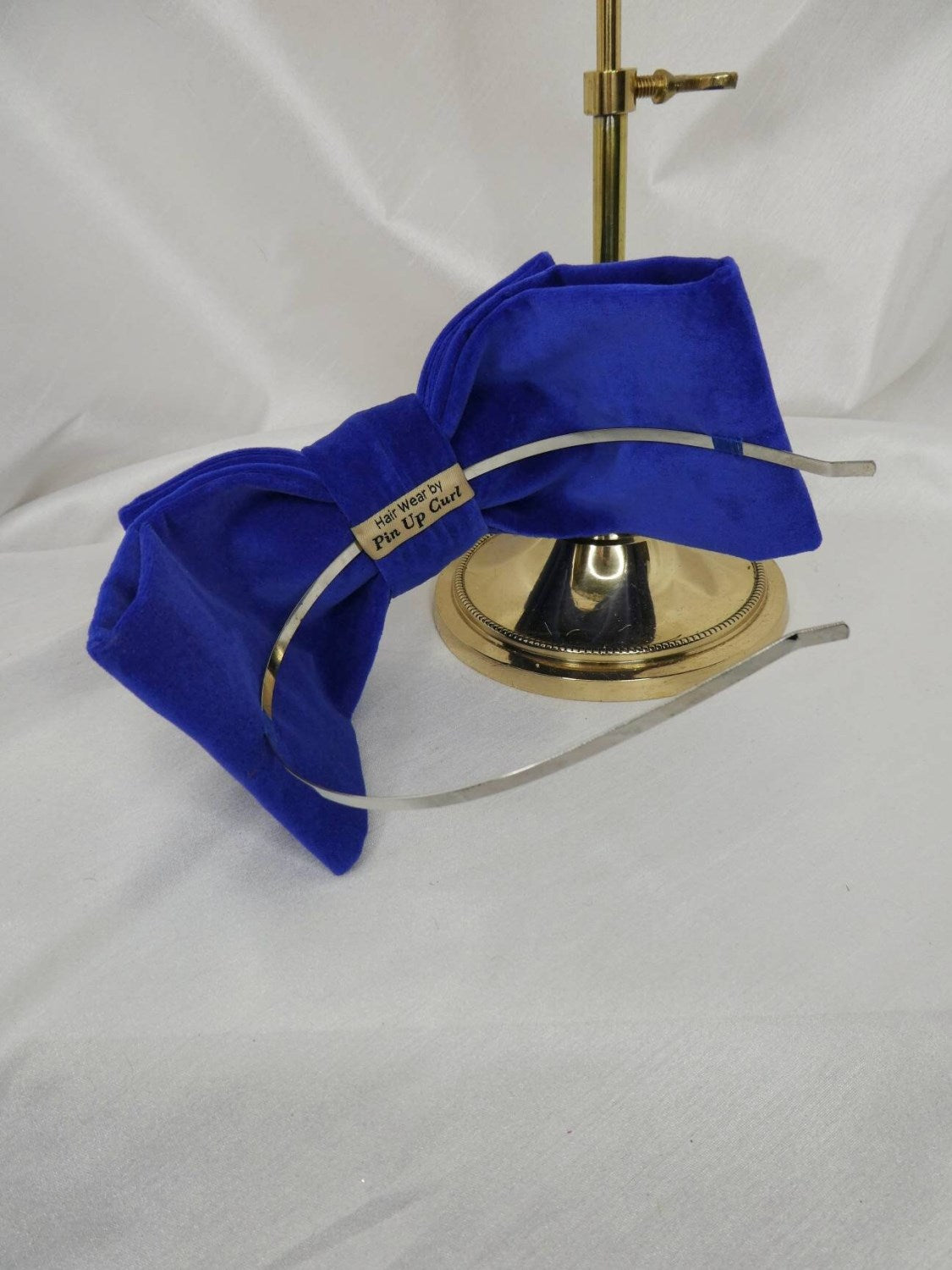 Veiled blue velvet hair bow