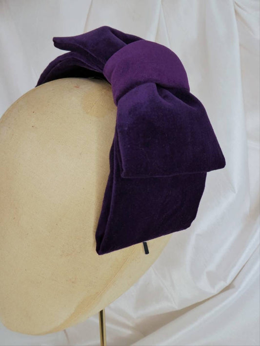 Purple velvet hair bow
