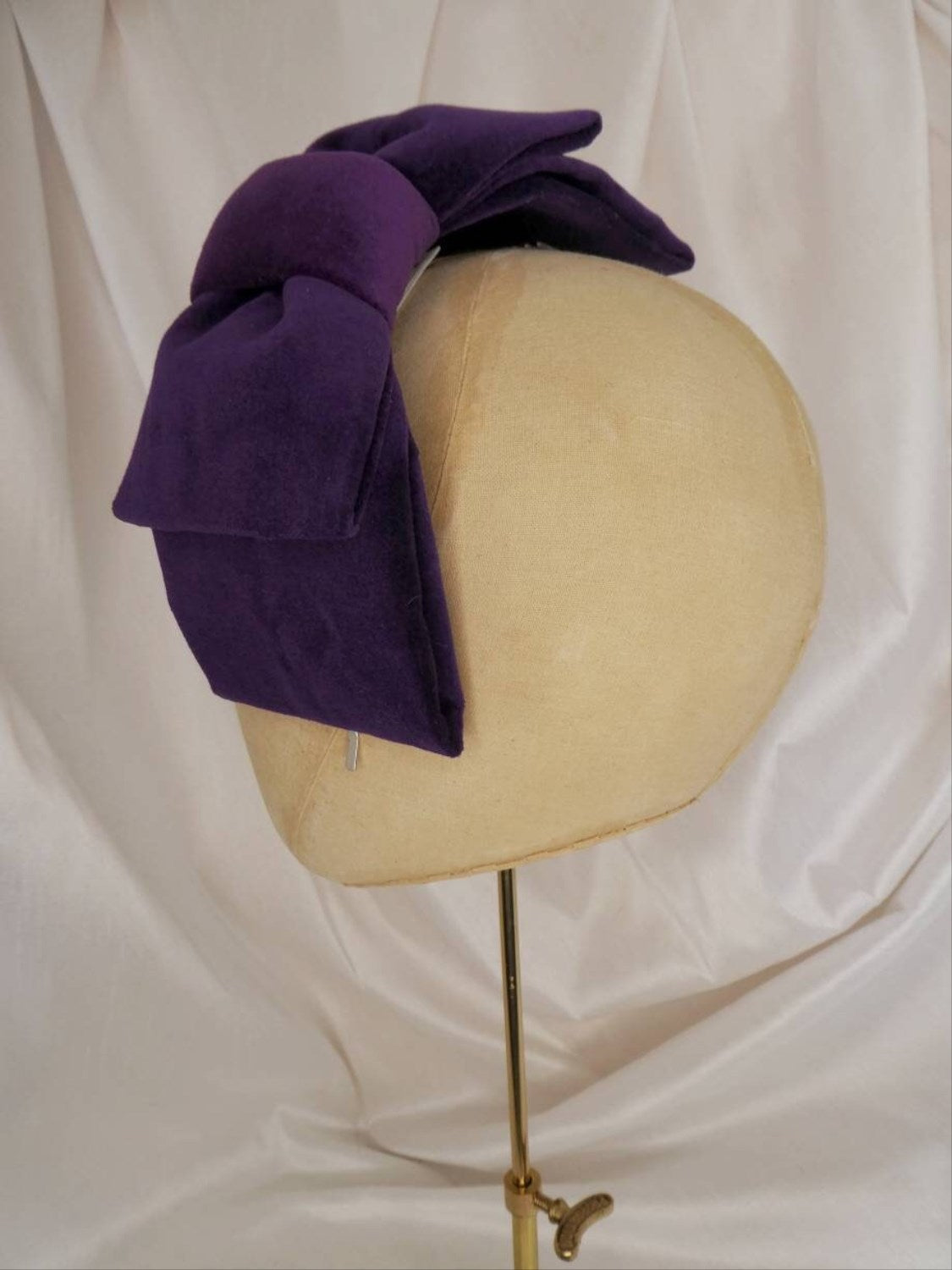 Purple velvet hair bow