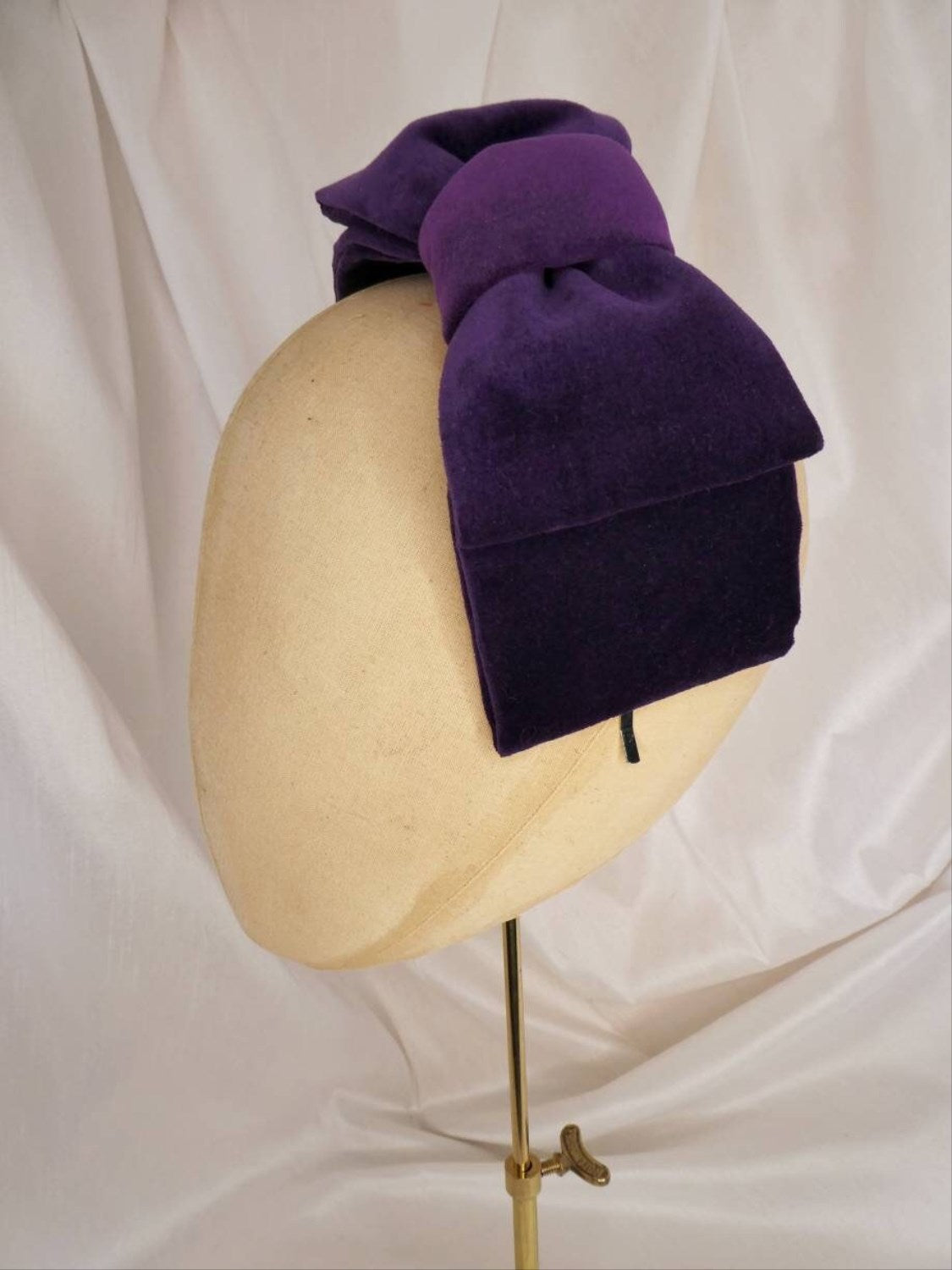 Purple velvet hair bow