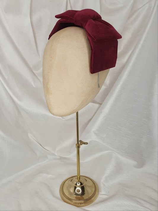 Wine velvet hair bow