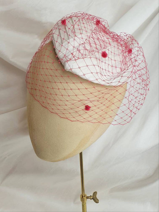 White heart fascinator with veil