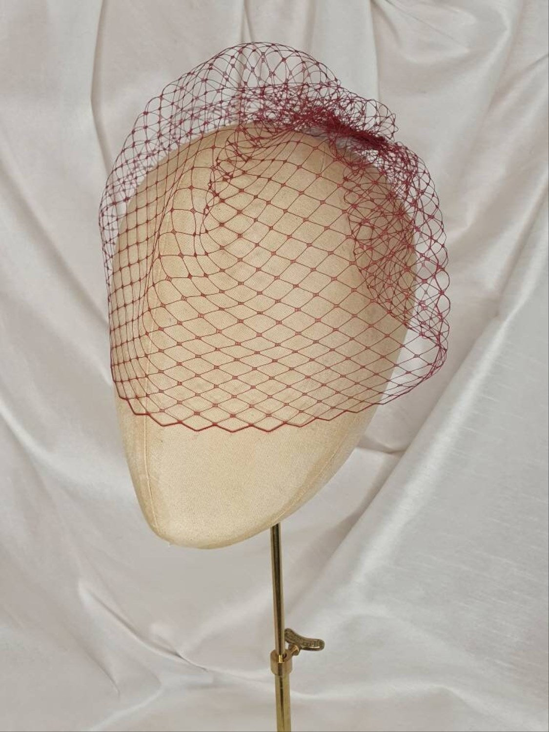 Veiled wine velvet hair bow