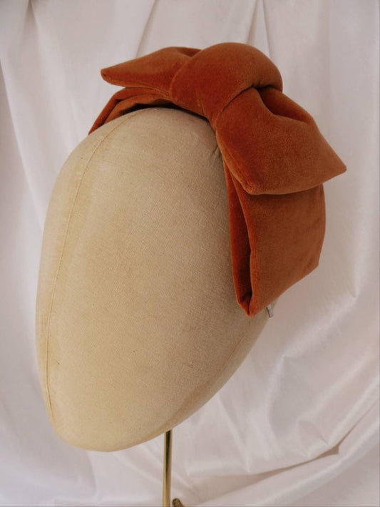 Rust velvet hair bow