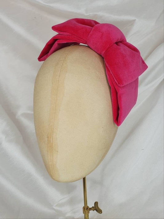 Cerise pink velvet hair bow