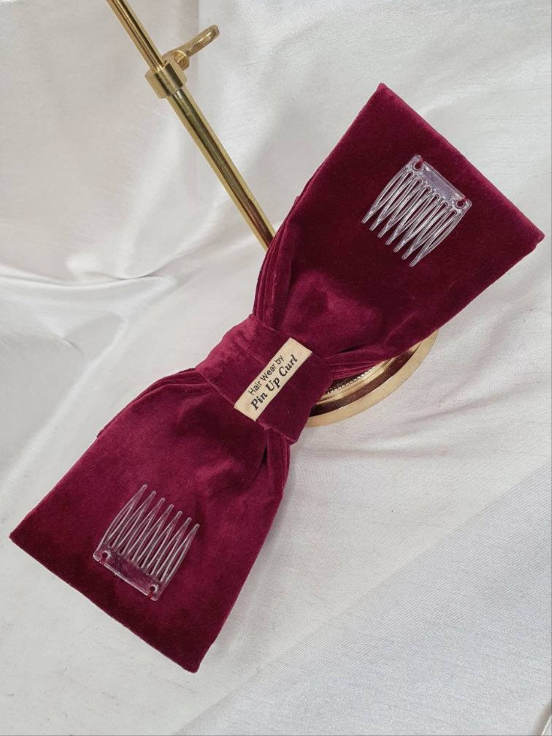 Cerise pink velvet hair bow