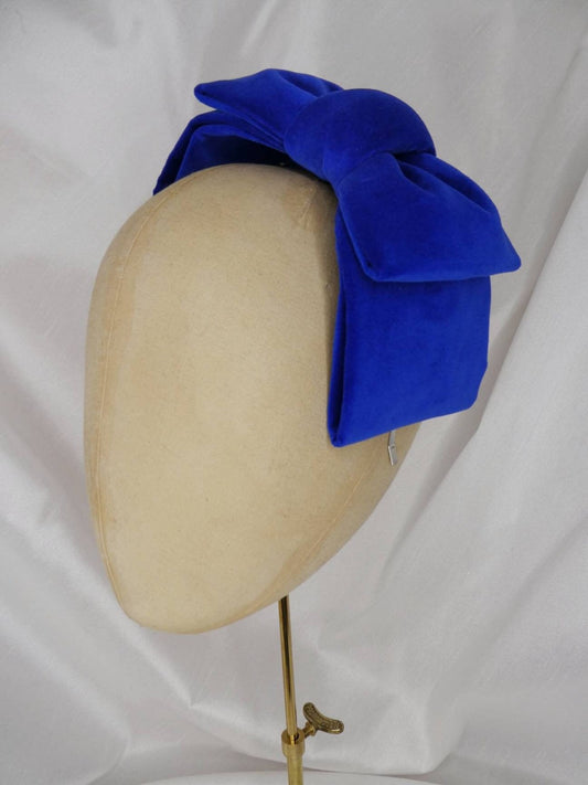 Blue velvet hair bow