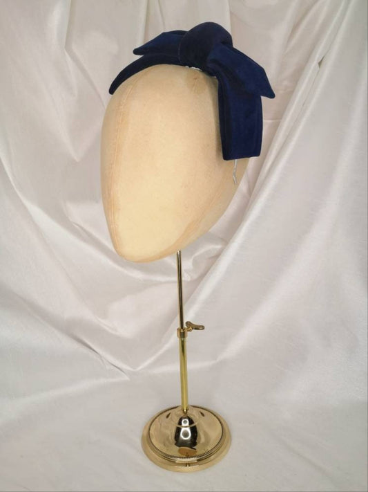 Navy velvet hair bow
