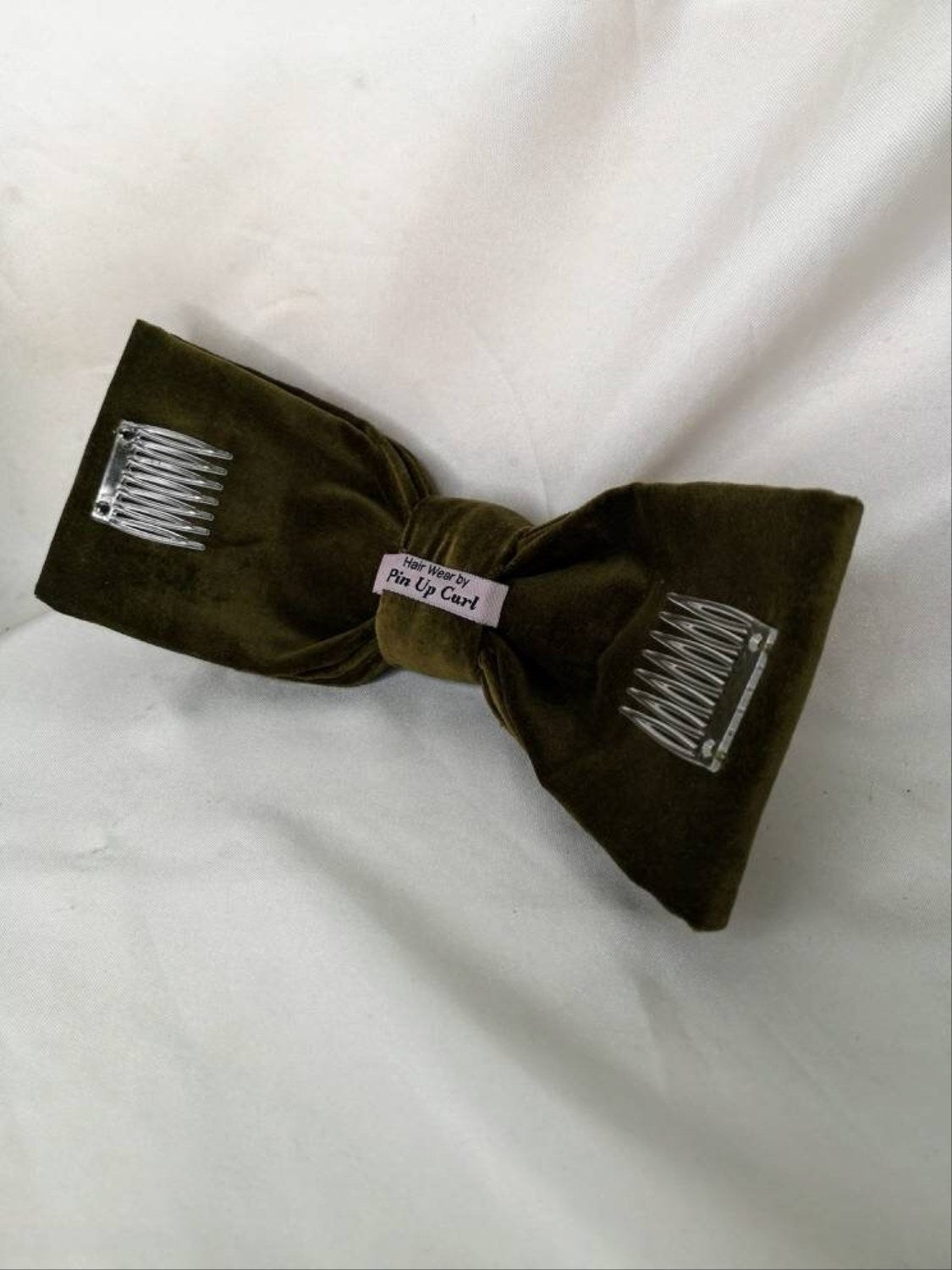 Navy velvet hair bow
