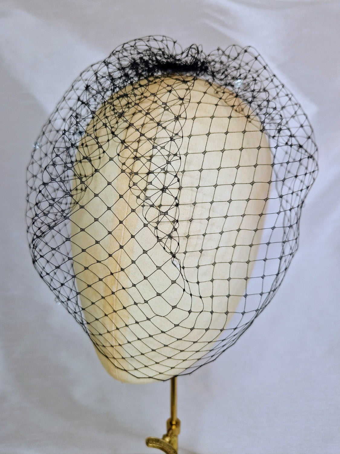 Black birdcage veil with rhinestones
