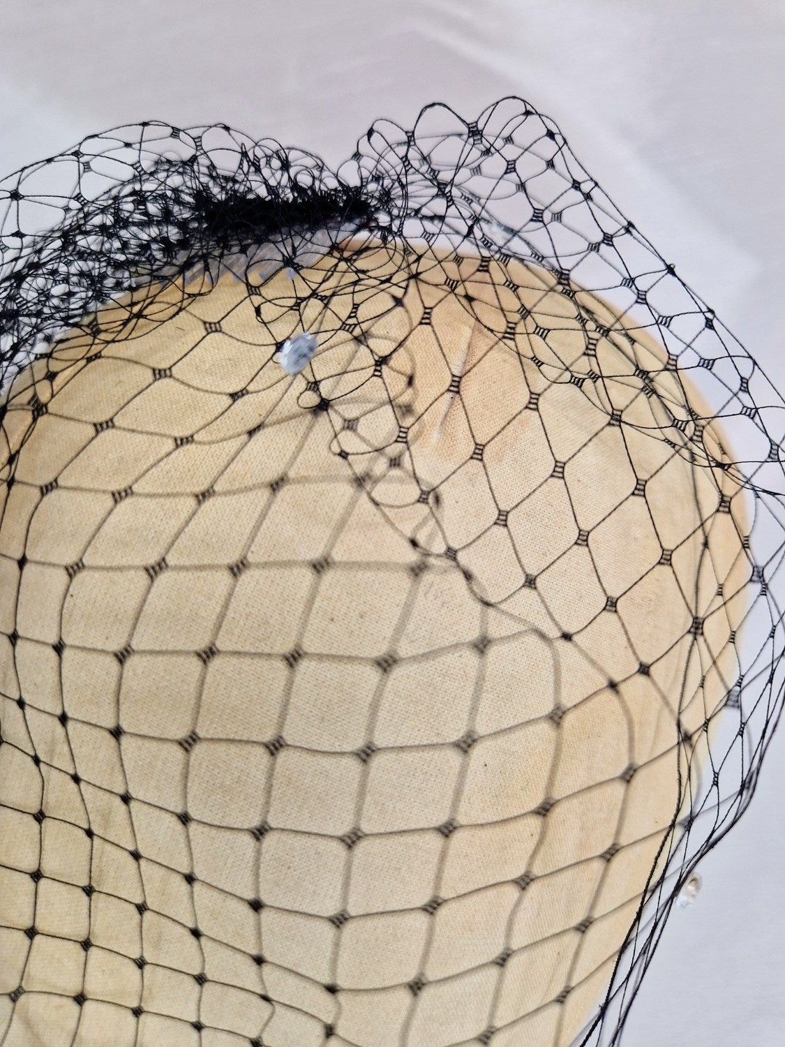 Black birdcage veil with rhinestones