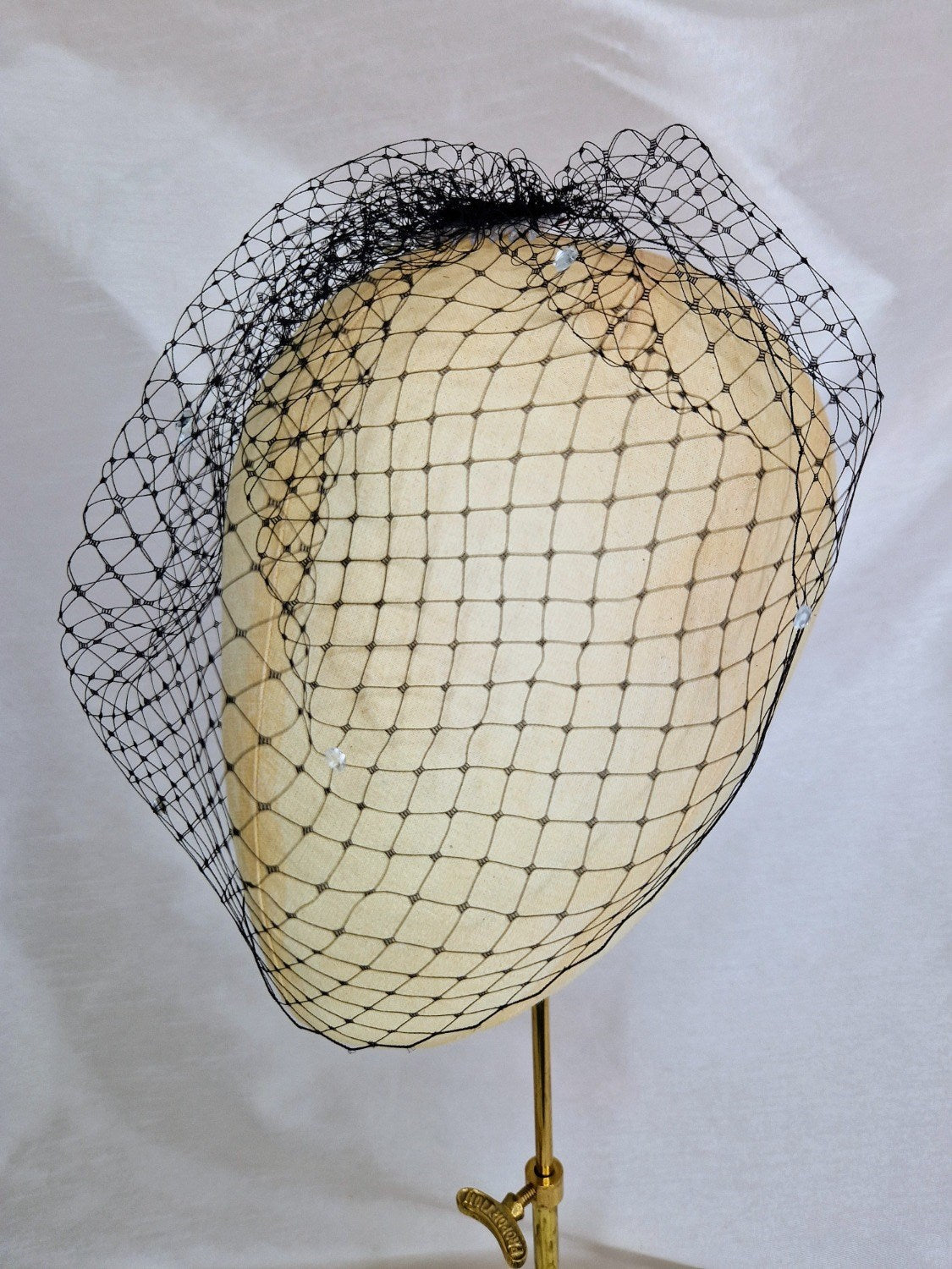 Black birdcage veil with rhinestones