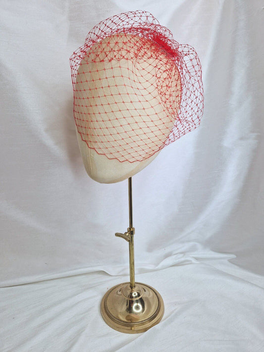 Red birdcage veil