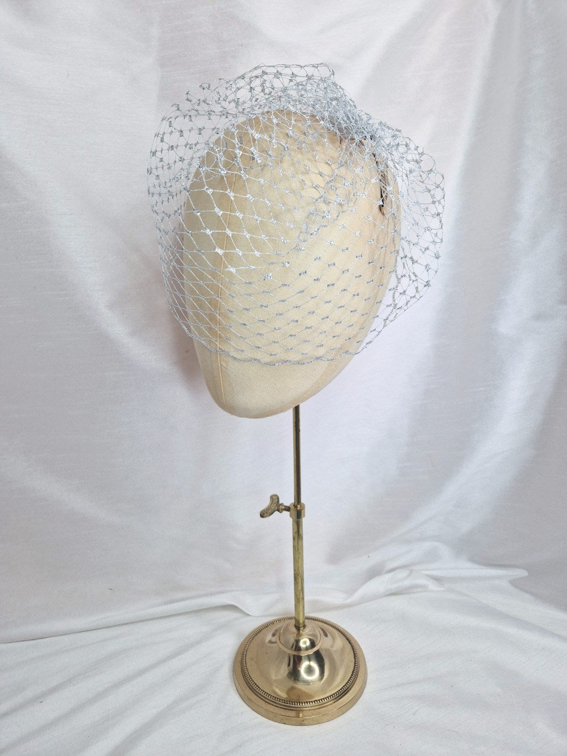 Silver metallic birdcage veil