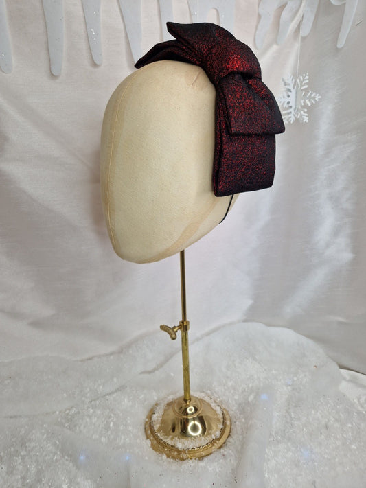 Red and black lurex hair bow