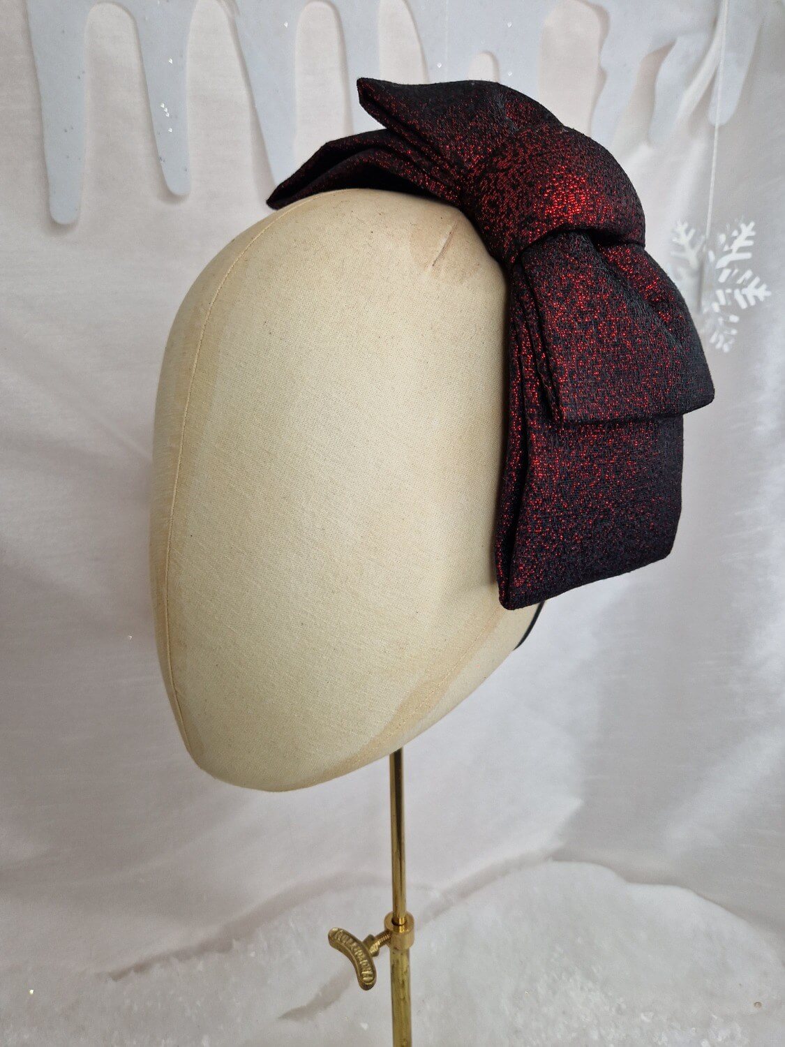 Red and black lurex hair bow