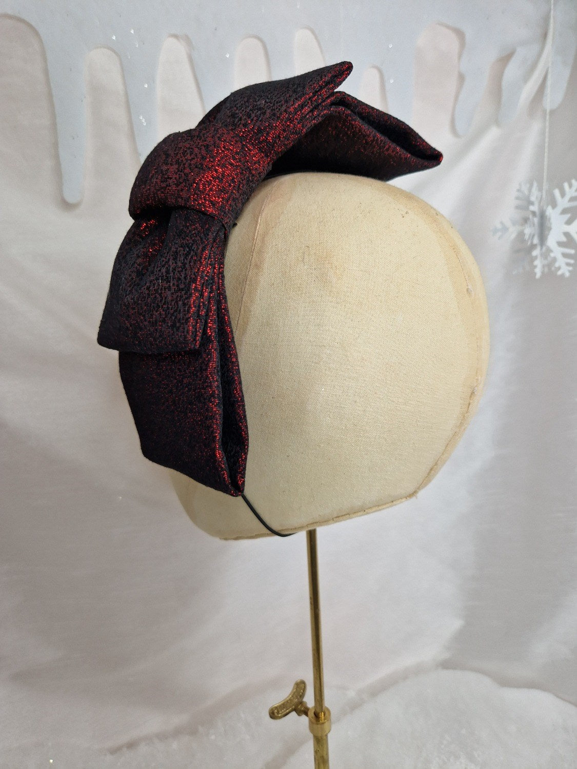Red and black lurex hair bow
