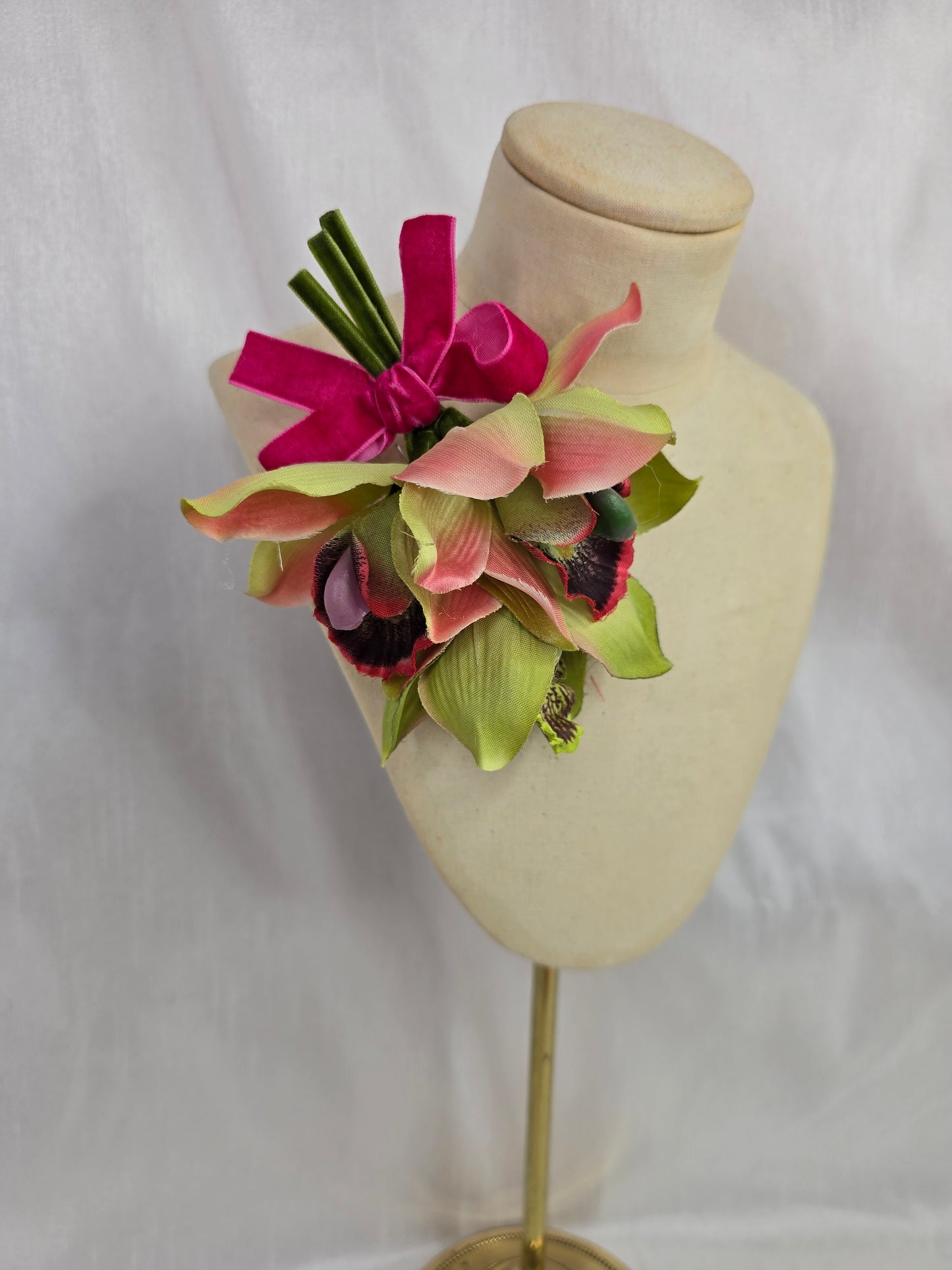 Lime green orchid hair flower and corsage set