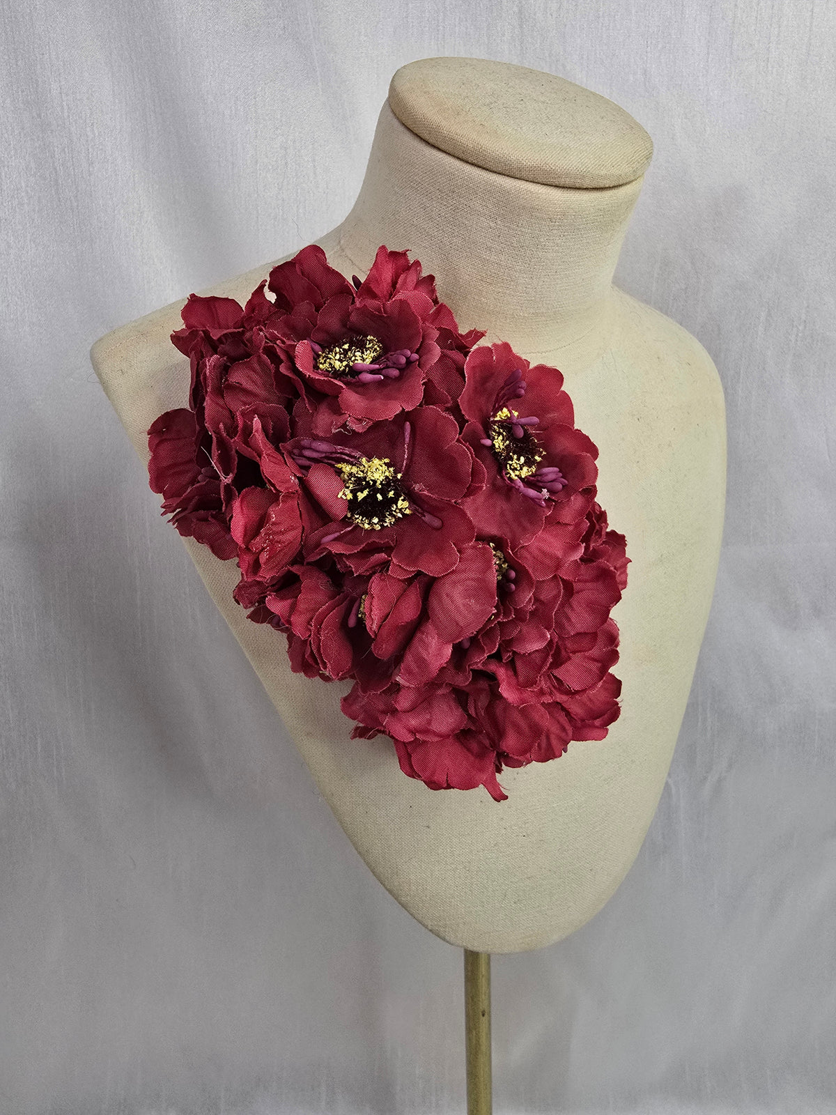 Autumn red anemone hair flower/corsage