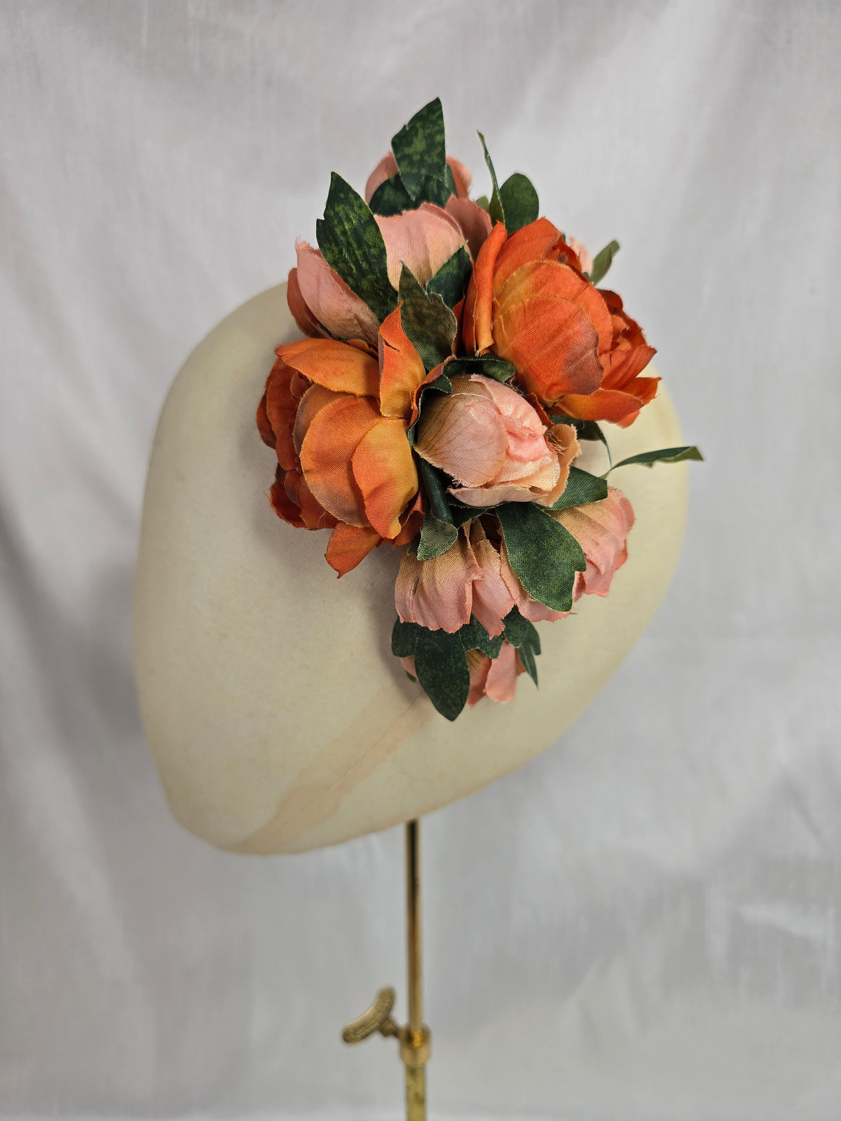 Orange rose and acorn autumn hair flower and corsage set