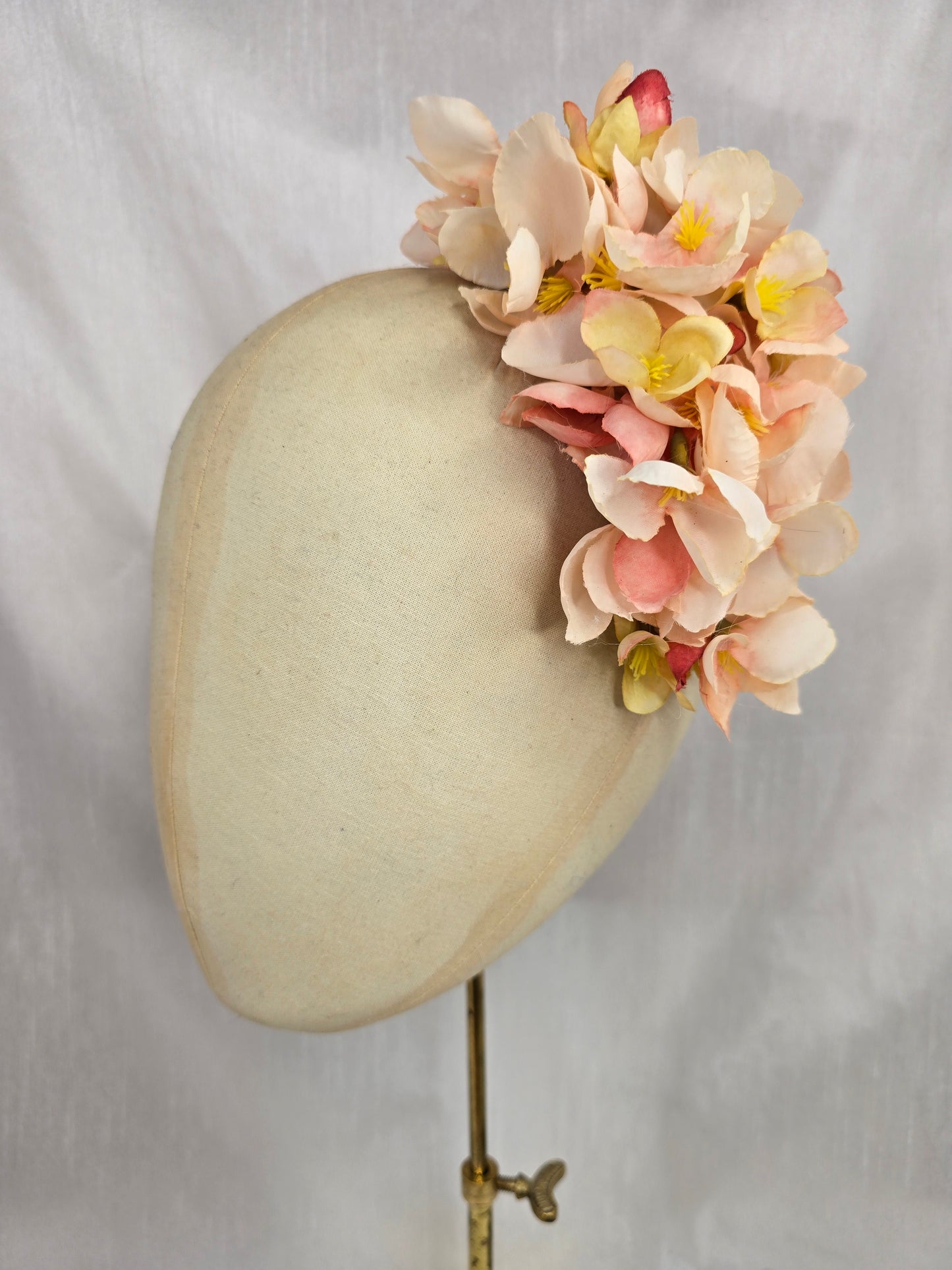 Large peach and yellow cherry blossom hair flower
