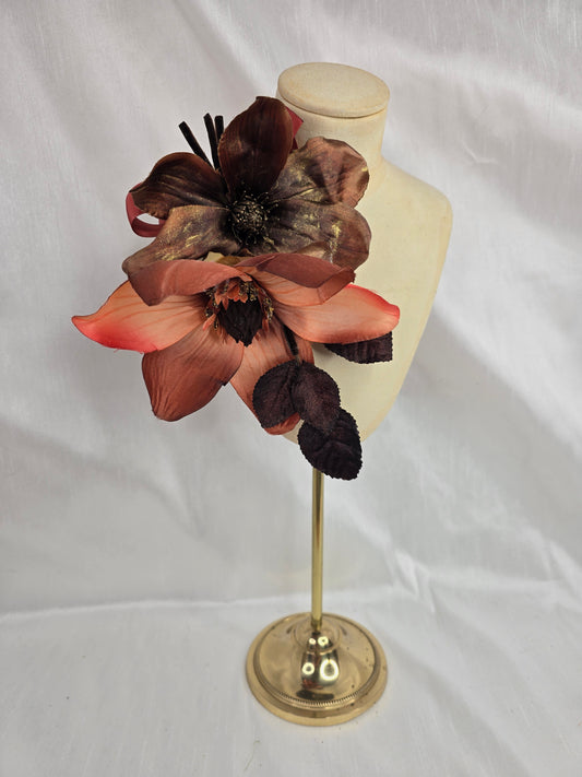 Extra large coral and bronze magnolia corsage