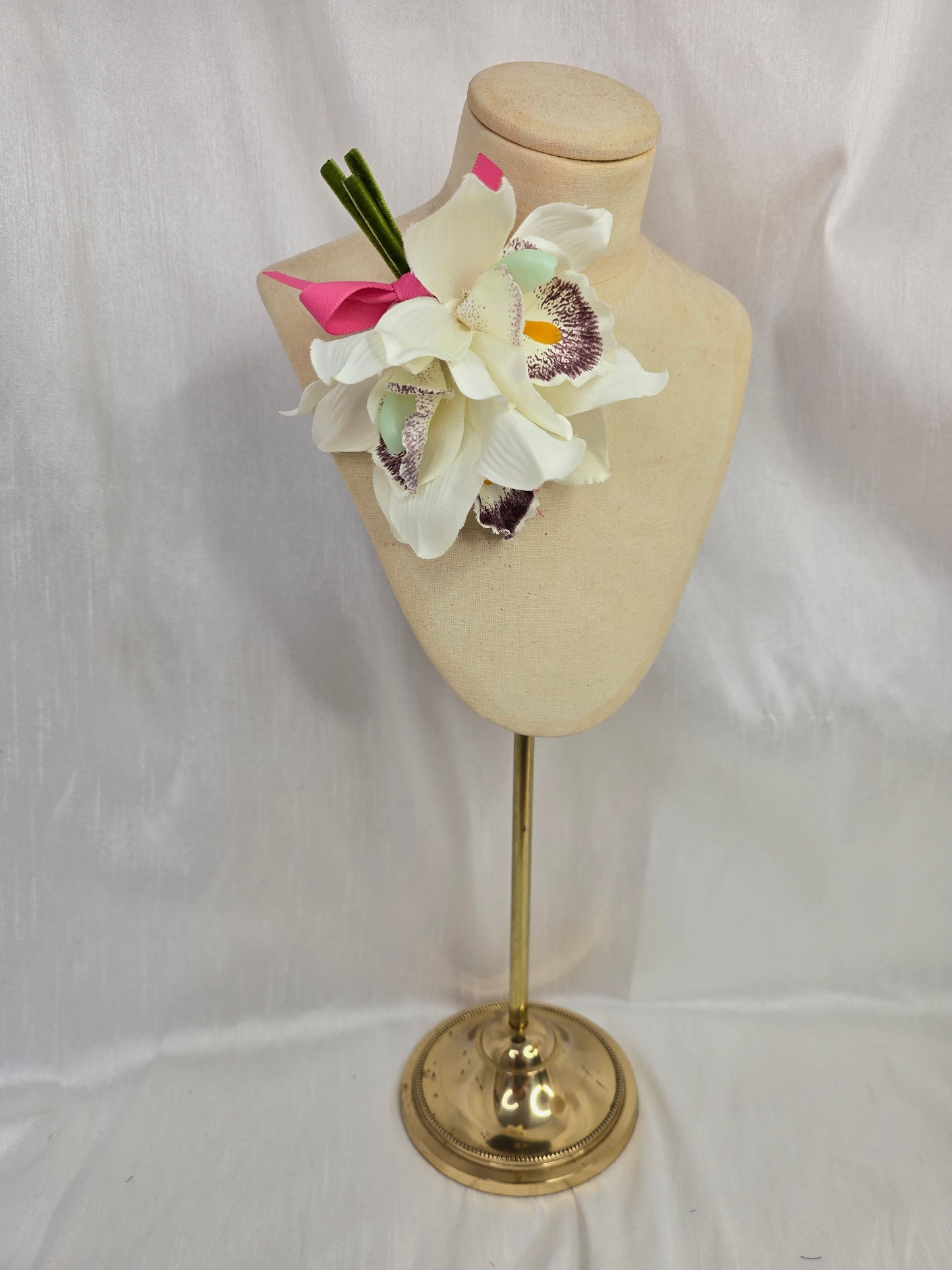 White orchid hair flower and corsage set