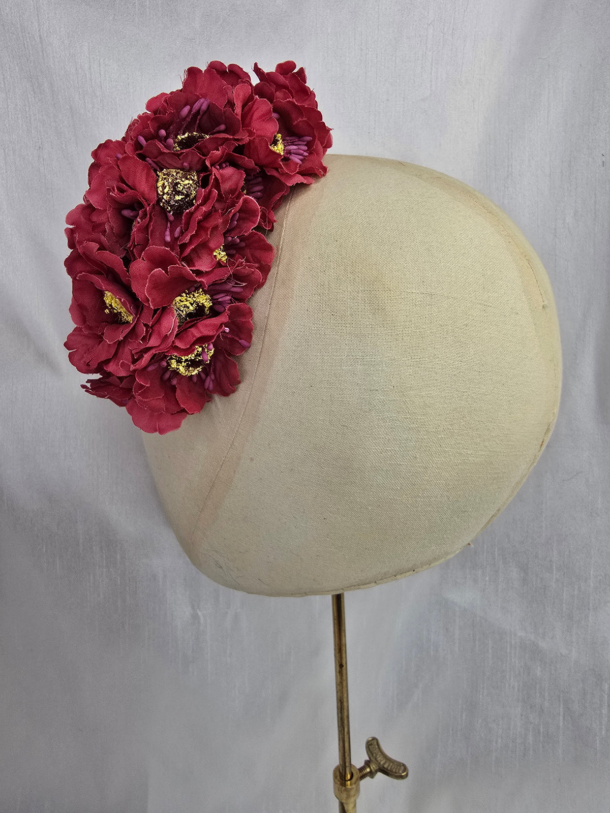 Autumn red anemone hair flower/corsage