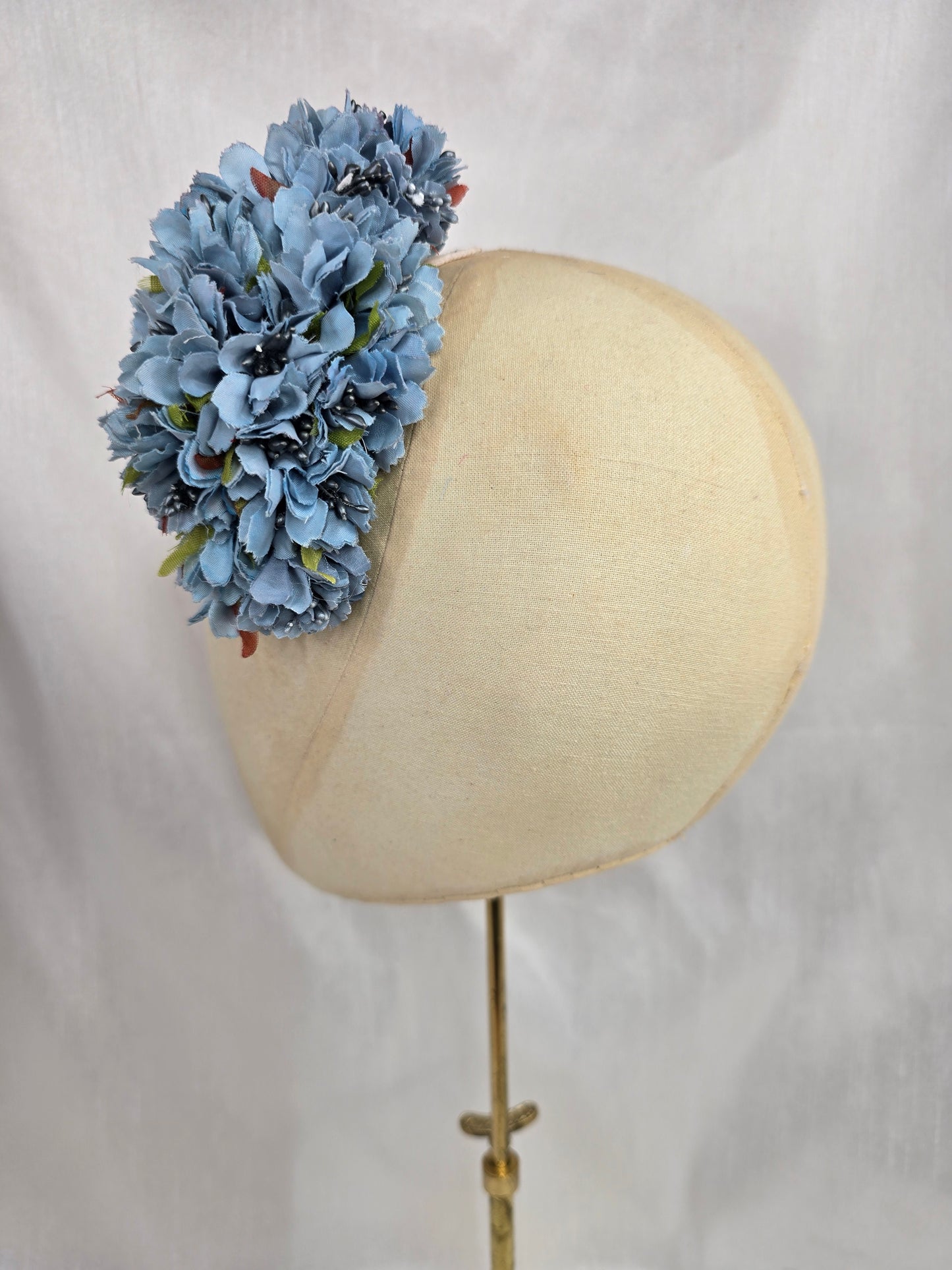 Medium blue grey blossom hair flower/corsage