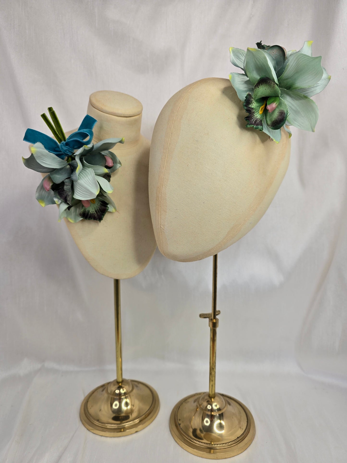 Duck egg orchid hair flower and corsage set