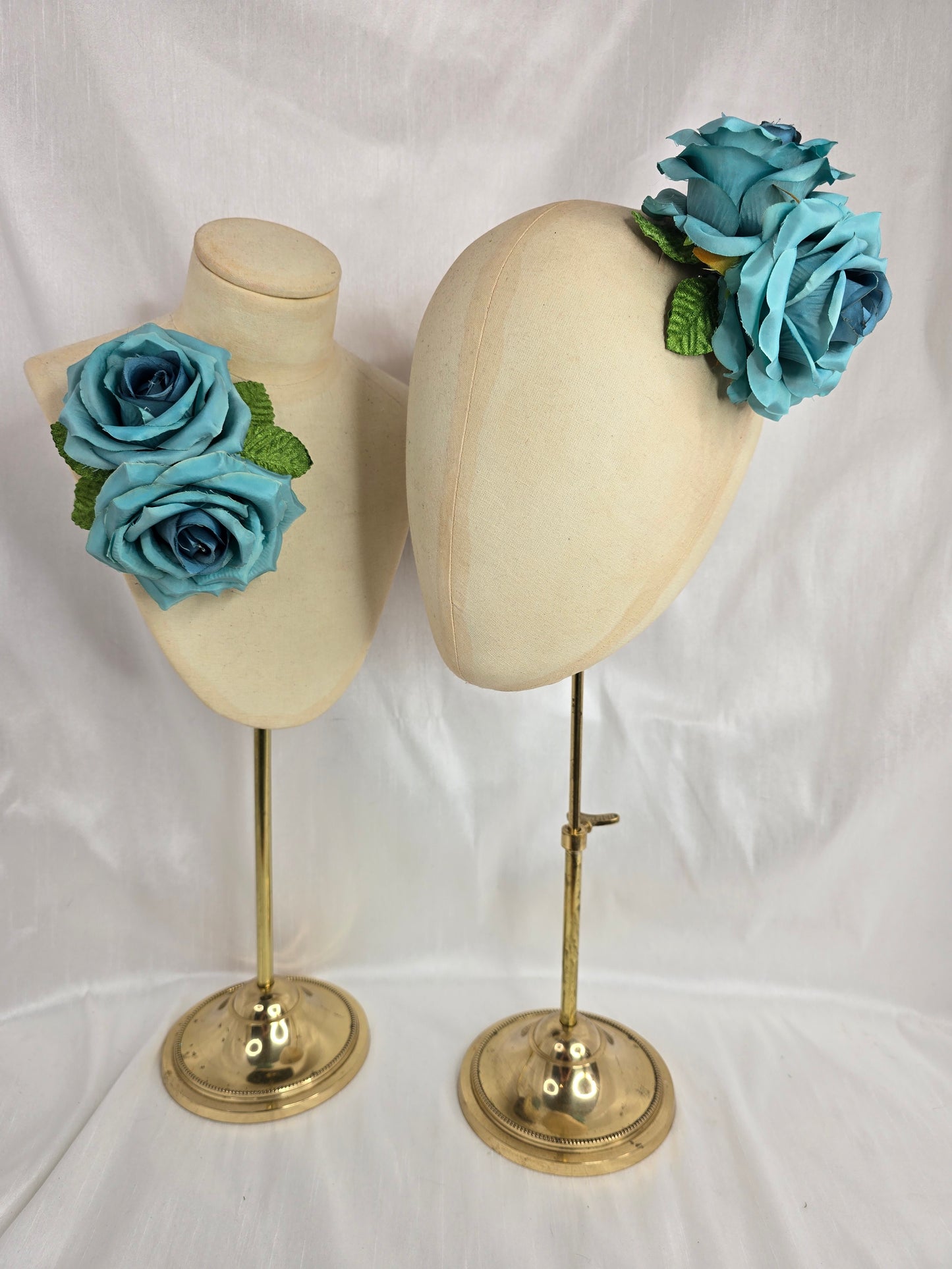 Teal rose hair flower/corsage
