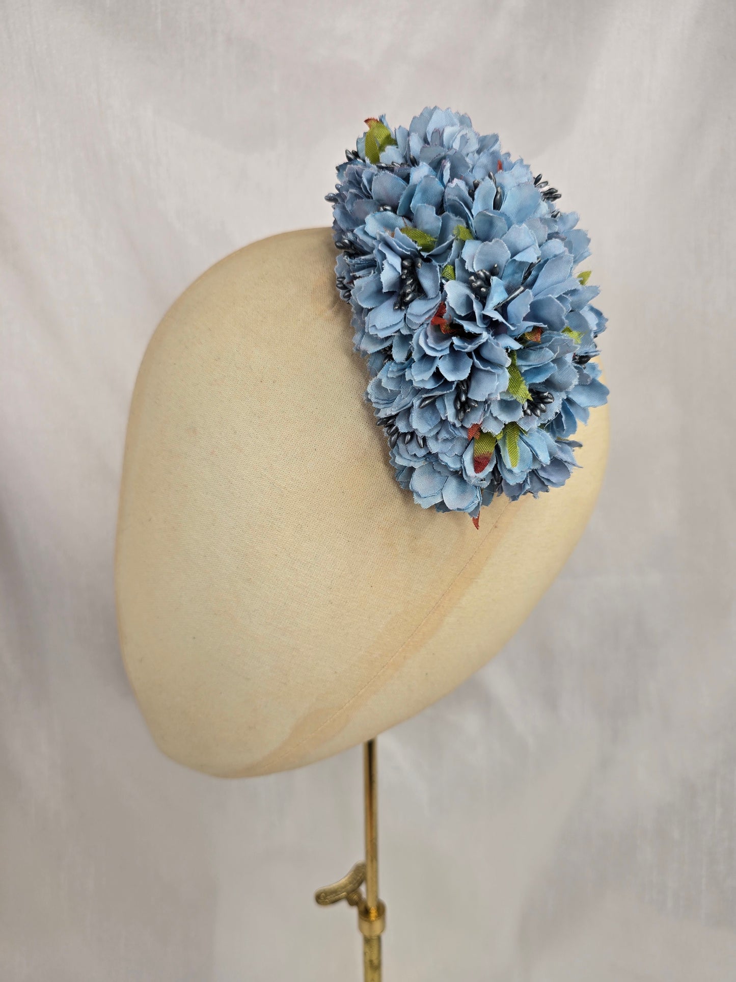 Medium blue grey blossom hair flower/corsage