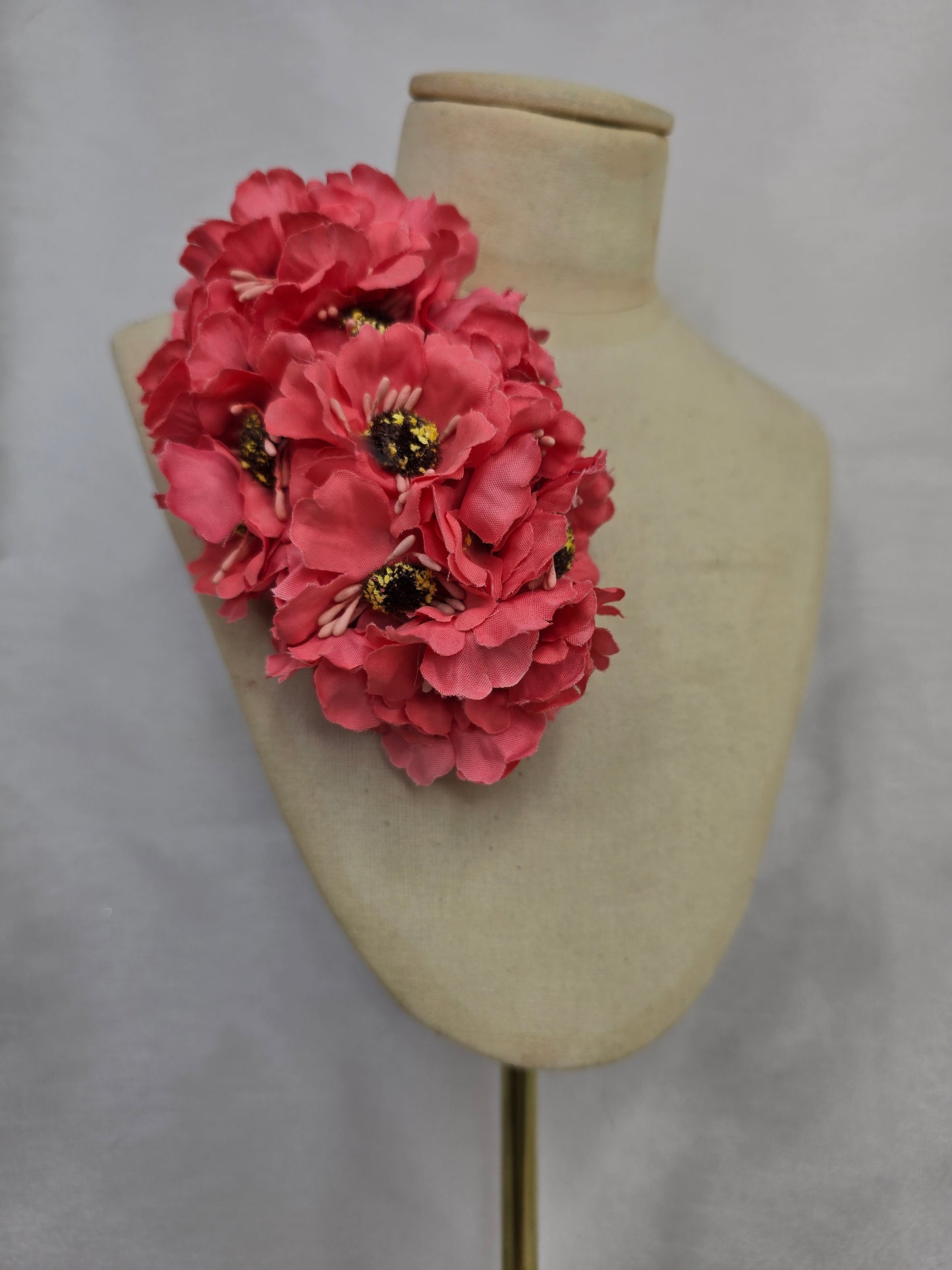 Watermelon anemone hair flower/corsage
